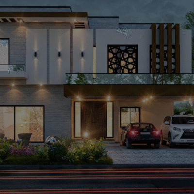 Stunning modern house exterior showcasing premium construction quality, contemporary facade lighting, luxury finishes, and elegant architectural and interior design details.