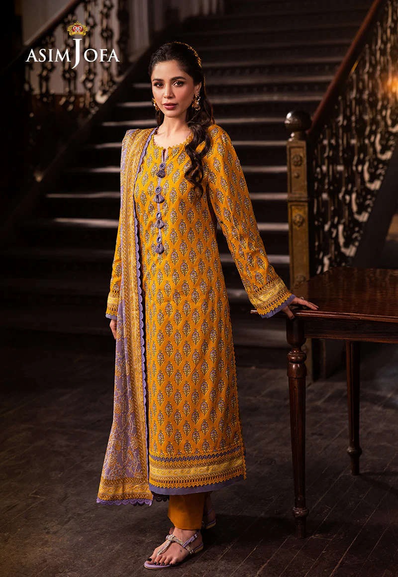 Asim Jofa Unstitched Lawn Suit: Pakistani Luxury Fashion