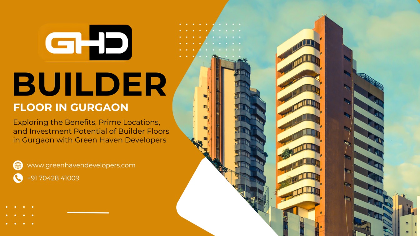 High-rise residential buildings in Gurgaon showcasing modern architecture, representing premium builder floors promoted by Green Haven Developers.