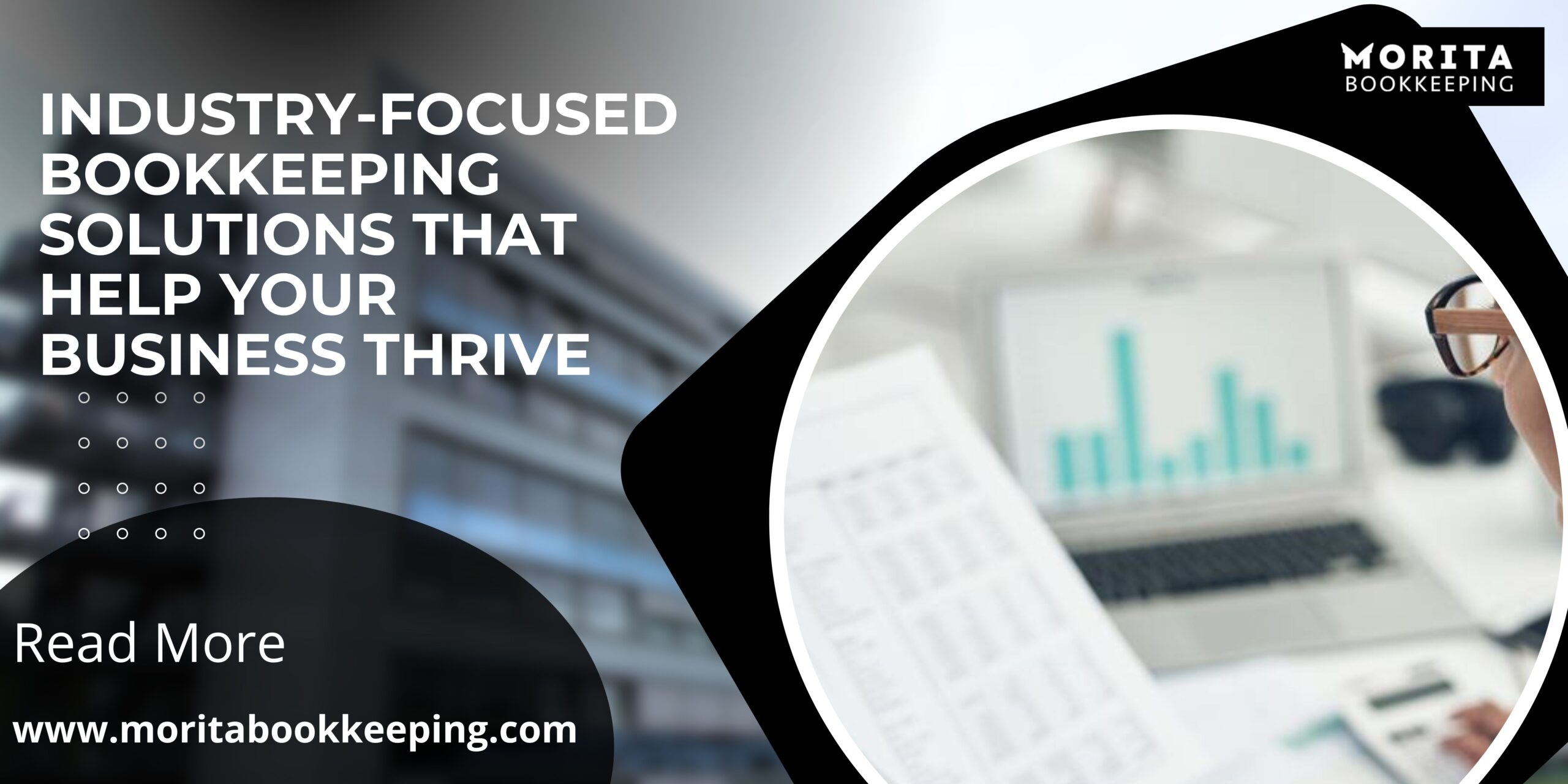 Business owner reviewing financial reports with professional bookkeeping support from Morita Bookkeeping